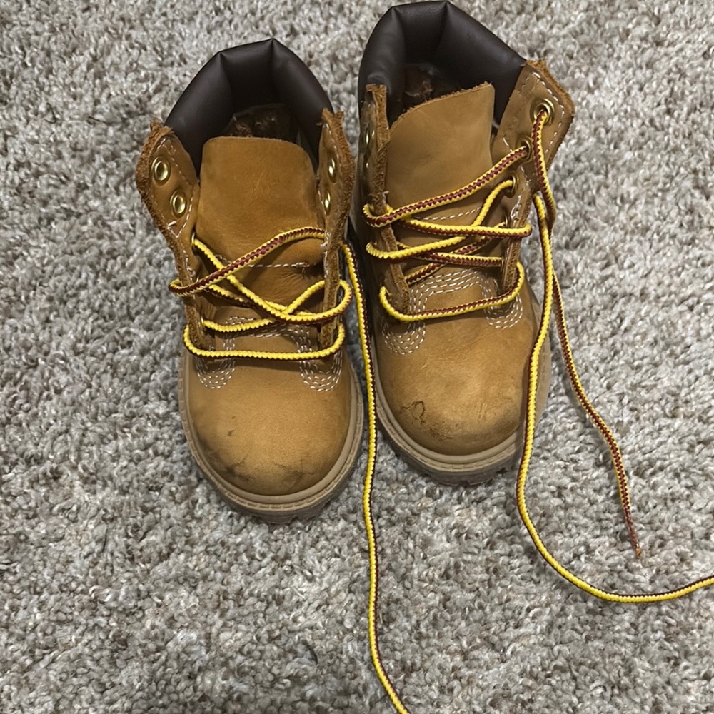 Timberland Tan and Yellow Boots with Rugged Design